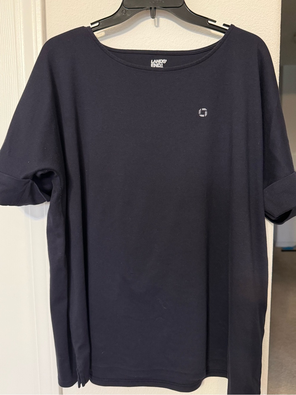 Chase Lands' End Men’s Navy Short Sleeve Performance Shirt